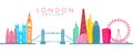 Landmarks of London city drawing isolated in white background.