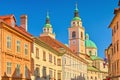 Historical architecture in the old town of Ljubljana, Slovenia Royalty Free Stock Photo