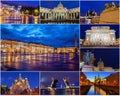 Historical attractions of St. Petersburg. Russia (collage city at night)