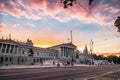 Austrian Parliament building on Ring Road in Vienna Royalty Free Stock Photo