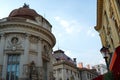 Historical beautiful buildings in the old town in center of Bucharest, Romania Royalty Free Stock Photo