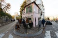 Historical bistro on Montmartre - La Maison Rose - Pink House. Maurice Utrillo painted it around 1912, in Paris, France