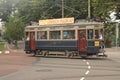 Historical Blue tram A327 from museum on the Kneuterdijk Royalty Free Stock Photo