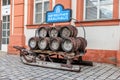 Historical brewery sled with beer kegs Royalty Free Stock Photo