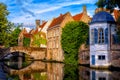 Historical brick houses in Bruges medieval Old Town, Belgium Royalty Free Stock Photo