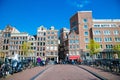 Historical bridge over canal in Amsterdam, Holland Royalty Free Stock Photo