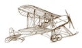 Historical british single-engine tractor two-seat biplane in side view