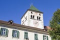 Historical building of the abbey of novacella, ancient alpine monastery, wine producer