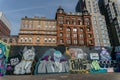 Historical Building Against Modern Graffiti in Glasgow, Scotland, UK