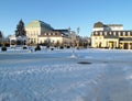 Historical building - Casino in the pedestrian zone in Franzensbad in the winter Royalty Free Stock Photo