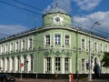 Historical building of city bank street view, Gomel, Belarus Royalty Free Stock Photo