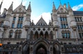 Historical building and entrance of Royal Courts of Justice in London ,England. Royalty Free Stock Photo