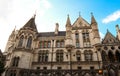 Historical building and entrance of Royal Courts of Justice in London ,England. Royalty Free Stock Photo