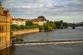 Historical building, National theatre and river Vltava, Prague Royalty Free Stock Photo