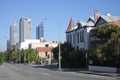 Historical buildings against Perth central business district skyline in Western Australia