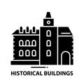 historical buildings icon, black vector sign with editable strokes, concept illustration Royalty Free Stock Photo