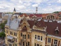 Historical Buildings in Lviv city center aerial view at Summertime midday, Western Ukraine Royalty Free Stock Photo