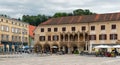 Historical buildings in main square Hauptplaz in Leoben, Styria, Austria