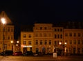 Historical Buildings on the Market Square at Night in the Old Town of the Hanse City of Wismar in Mecklenburg - Vorpommern