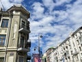 Vladivostok, Russia, August, 24, 2023. Historical buildings on Ocean Avenue in Vladivostok in August. Russia