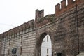 Historical buildings in the old town of Verona. Fortifications, rampart. Royalty Free Stock Photo