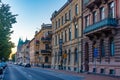 Historical buildings on a street in Kristianstad, Sweden.