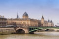 Tribunal de Commerce, Conciergerie, Pont Notre Dame bridge in Paris Royalty Free Stock Photo