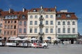 Historical buildings and a vintage tourist train in old town market square, Warsaw, Poland Royalty Free Stock Photo