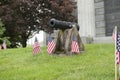 Patriotic Canon Display with American flags