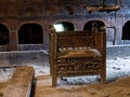 Historical carved furniture in svan house in mestia