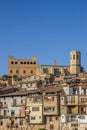 Historical castle and church on top of the hill in Valderrobres Royalty Free Stock Photo