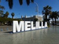 Melilla Spain at african continent. Placa Espana. Monument name.