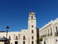 Melilla Spain at african continent. Church with clock and bell.