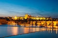 Historical center of Prague durin beautiful sunset with castle, Czech Republic Royalty Free Stock Photo