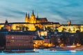 Historical center of Prague durin beautiful sunset with castle, Hradcany, Czech Republic