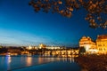 Historical center of Prague durin sunset Royalty Free Stock Photo