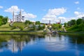 Historical center of Vitebsk over Western Dvina, Belarus