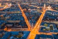 The historical centre of Saint Petersburg, shot by drone. Aerial top view