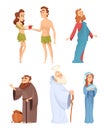 Historical characters of bible. Vector mascots in various poses