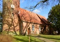 Historical Church in Winter in the Village Westen at the River Aller, Lower Saxony