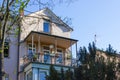 historical city facades with windows balcony doors