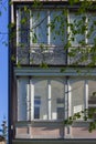 historical city facades with windows balcony doors