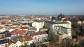 Historical aerial city Olomouc, drone aerial video shot view panorama from the tower of the Gothic church of St Moritz Royalty Free Stock Photo