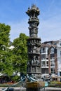 Historical column on fountain in Koblenz