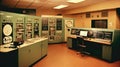 Historical Computer Room From The S With Vacuum Tubebased Computers. Generative AI