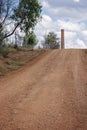 Historical Copper Refinery Brick Chimney At End Of Road Copperfield