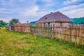 The stockade and old houses of authentic Cossack Village Scances in Stetsivka village, Ukraine