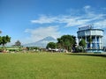 Historical Dam in Alun Alun City Park Magelang Landmark with mountain in the background