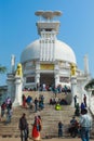 Historical dhauli temple and visitors Royalty Free Stock Photo