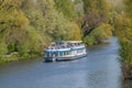 Historical downtown in Potsdam with river Havel and tour boat with tourists, Germany